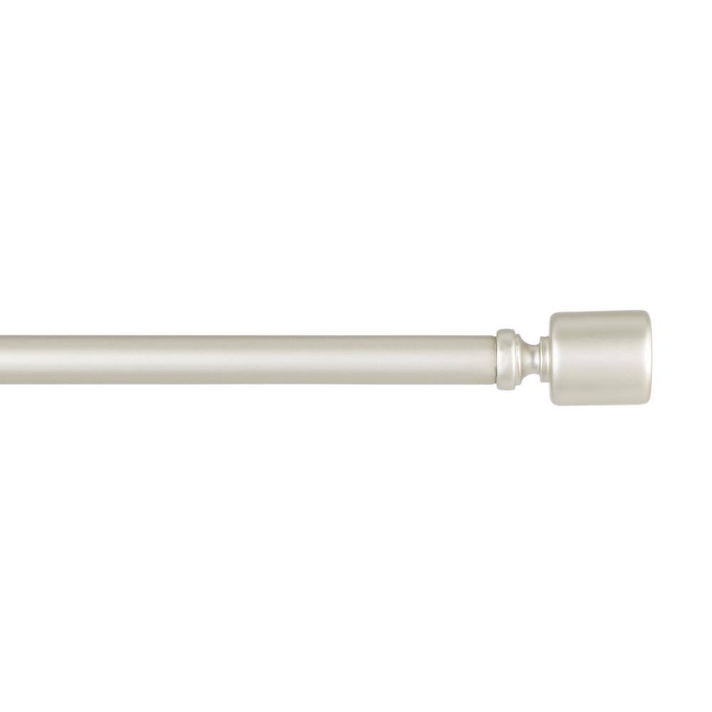 Matte Nickel Adjustable Iron Curtain Rod with Cylinder Finials