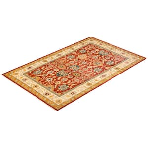 Mogul One-of-a-Kind Traditional Orange 4 ft. 2 in. x 6 ft. 6 in. Oriental Area Rug