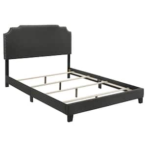 Tamarac Gray Wood Frame Queen Panel Bed with Nail Head Trim