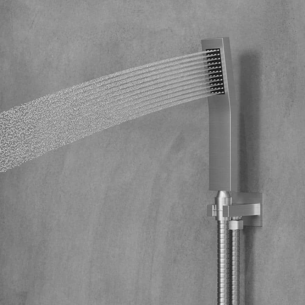 16" Dual Shower Heads with Handheld Spray and Body Jets in Brushed Nickel