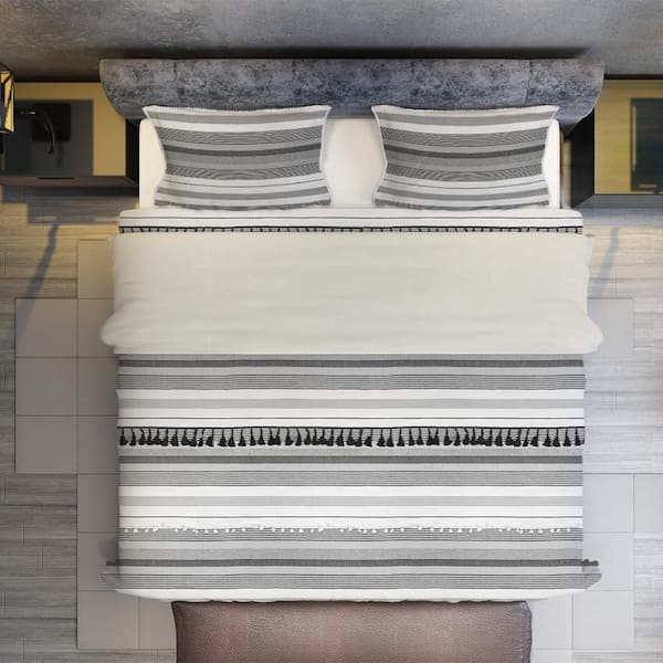 Unbranded Kingham 2-Piece Multi-Colored Striped 100% Cotton Twin XL Duvet Cover Set with Pillow Sham