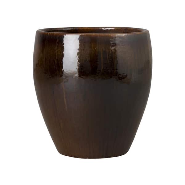Emissary 18.5 in. L x 19 in. H Java Ceramic Round Planter with High-fire treatment
