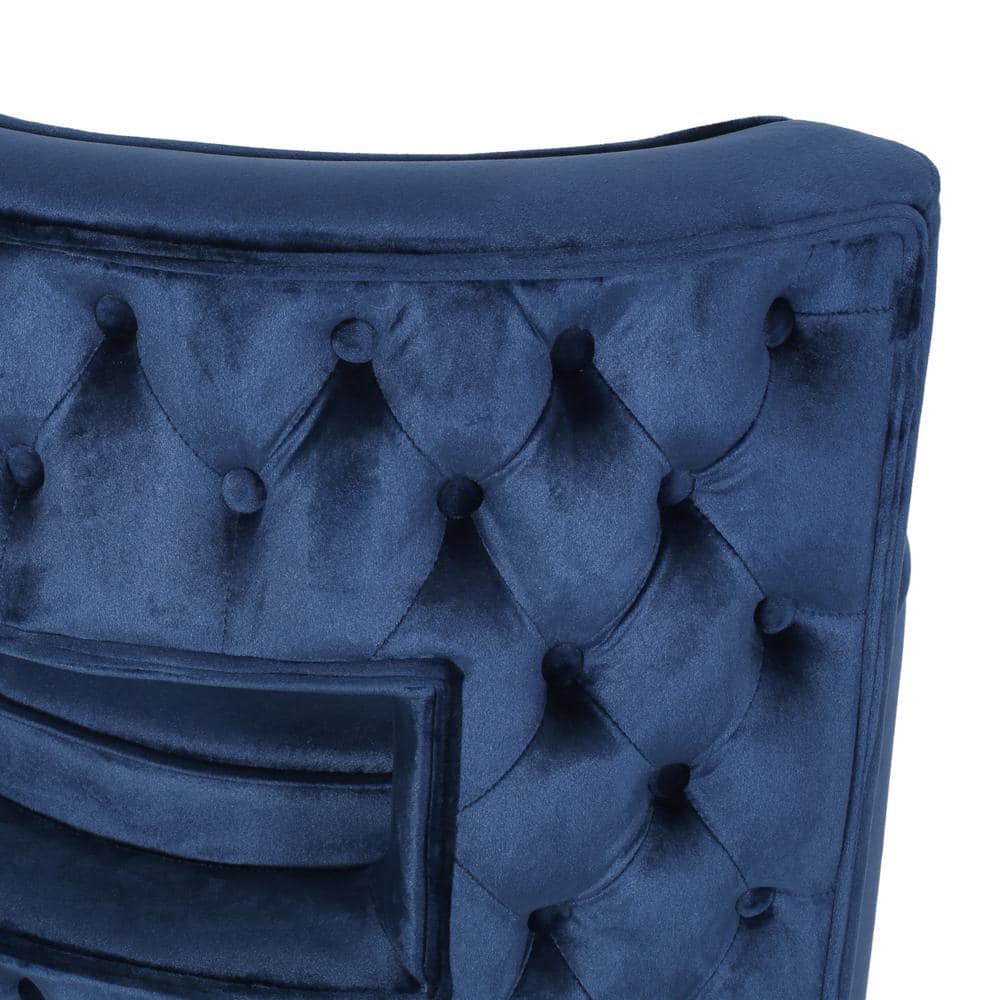 Cobalt and Copper Velvet Swivel Club Chair with Open Back
