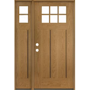 PINNACLE Craftsman 50 in. x 80 in. 6-Lite Right-Hand/Inswing Clear Glass Bourbon Stain Fiberglass Prehung Front Door/LSL