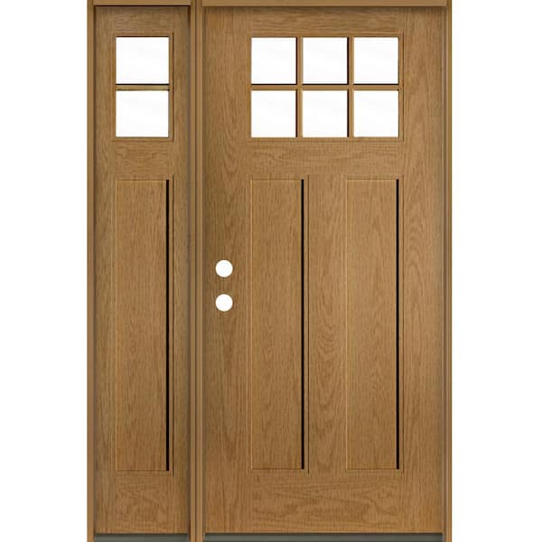 Krosswood Doors PINNACLE Craftsman 50 in. x 80 in. 6-Lite Right-Hand/Inswing Clear Glass Bourbon Stain Fiberglass Prehung Front Door/LSL