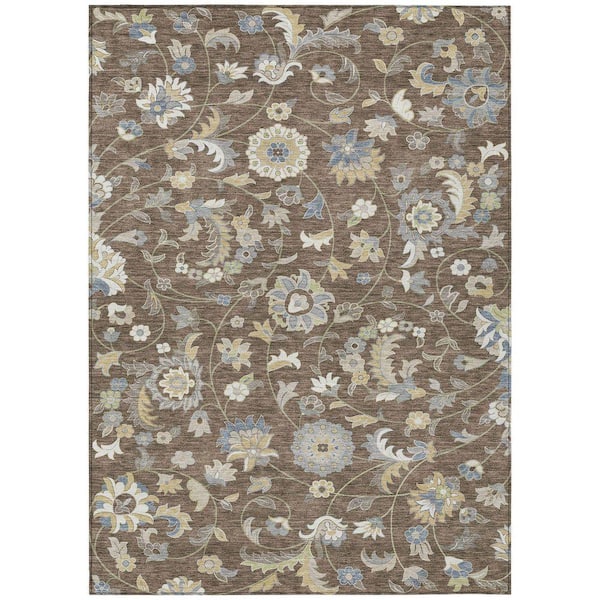 Chantille Machine Washable Indoor/Outdoor Abstract ACN1006 Chocolate 8 ft. x 10 ft. Area Rug