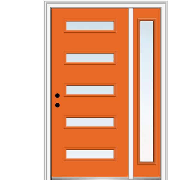 MMI Door 51 in. x 81.75 in. Davina Low-E Glass Right-Hand Inswing 5-Lite Modern Painted Steel Prehung Front Door with Sidelite