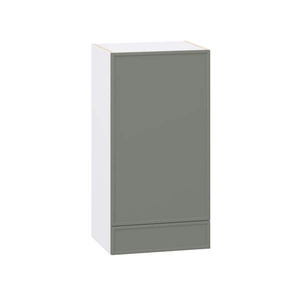 Fairview 18 in. W x 14 in. D x 35 in. H Assembled Slim Shaker Wall Kitchen Cabinet in Moss Green with Drawer