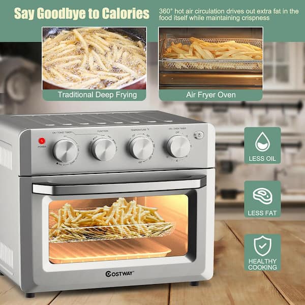 Costway 21.5 qt. Silver Air Fryer Toaster Oven 1800-Watt Countertop Convection  Oven with Recipe ES10044US - The Home Depot