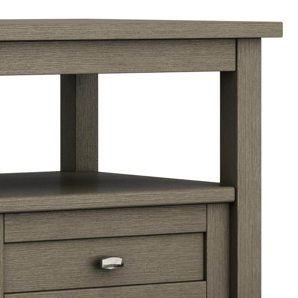 Farmhouse Gray Rectangular Wood End Table with Storage