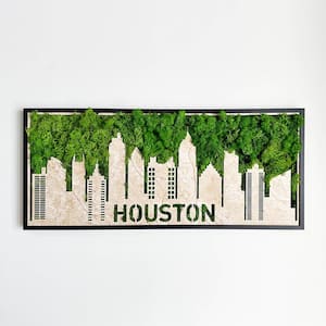 30 in. W x 12.6 H Metal Green Houston Moss City Silhouette Wall Art