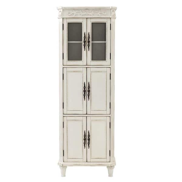 Home Decorators Collection Chelsea 25 in. W x 14 in. D x 72 in. H Bathroom Linen Cabinet in Antique White