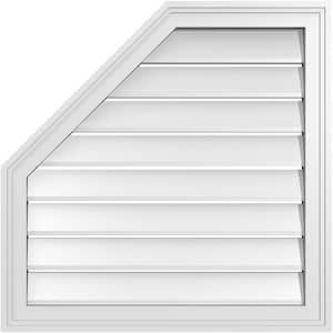 26 in. x 26 in. Octagonal Surface Mount PVC Gable Vent: Functional with Brickmould Frame