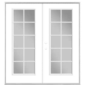 72 in. x 80 in. Ultra White Steel Prehung Right-Hand Inswing 10-Lite Clear Glass Patio Door without Brickmold