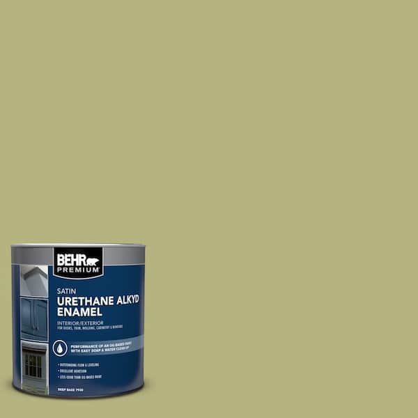 BEHR PREMIUM 1 qt. #AE-33 Grassy Path Satin Enamel Urethane Alkyd Interior/Exterior Paint