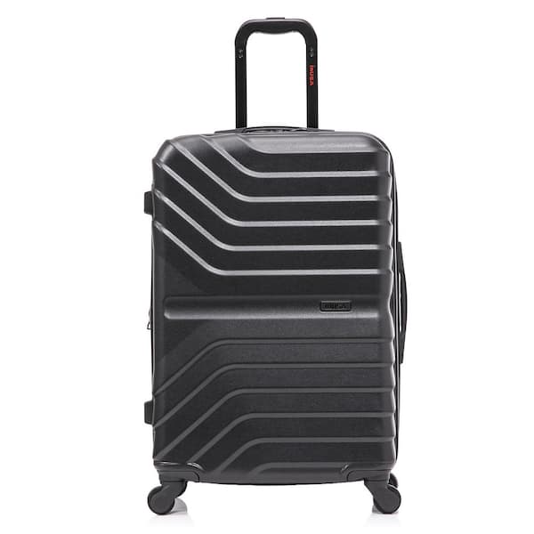 InUSA Aurum Light-Weight 24 in. Black Hardside Spinner Luggage Roller Suitcase