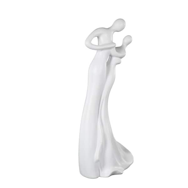 Litton Lane 7 in. x 18 in. White Ceramic Dancing People Sculpture