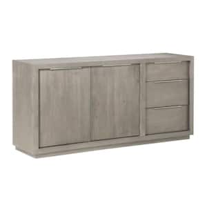 Gray Wood Top 66 in. Sideboard with Plinth Base