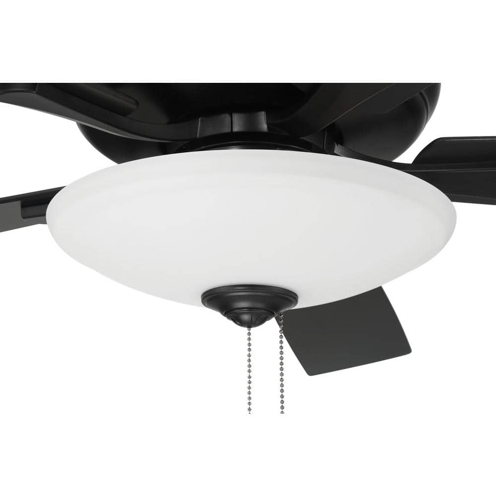 Flat Black 52" Ceiling Fan with Frost White Glass Light
