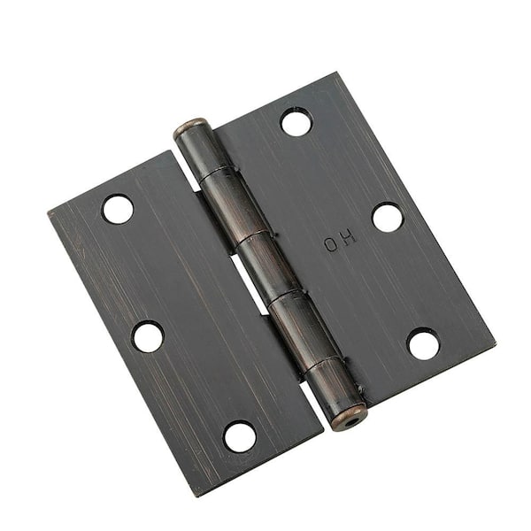 Onward 3-1/2 in. x 3-1/2 in. Oil-Rubbed Bronze Full Mortise Butt Hinge with Removable Pin (2-Pack)