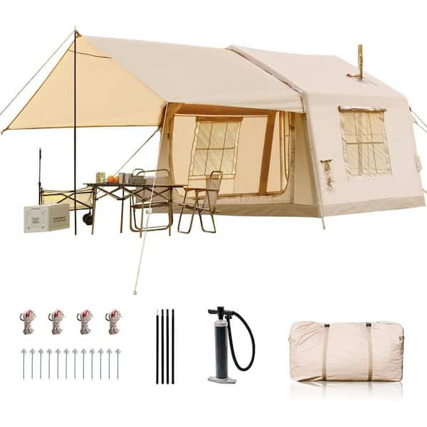 6-8 Person Inflatable Camping Tents with Canopy Blow Up Tent w/ Hand Pump Air Glamping Tent w/ Hand Pump and Carry Bag