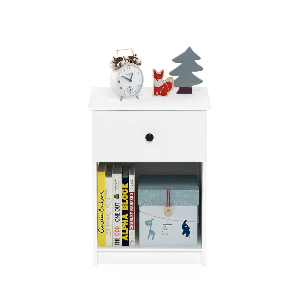 Lucca Contemporary White Nightstand with Storage Drawer