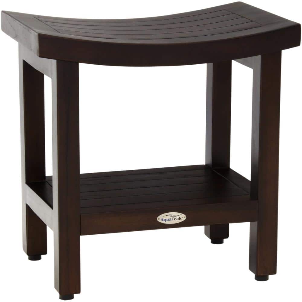Patented 18 in. x 12 in. Sumba Mocha-Shield Freestanding Teak Shower Bench 
