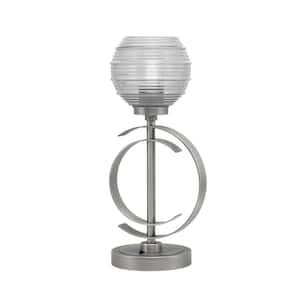 Savanna 16.5 in. Graphite Accent Table Lamp with Clear Ribbed Glass Shade
