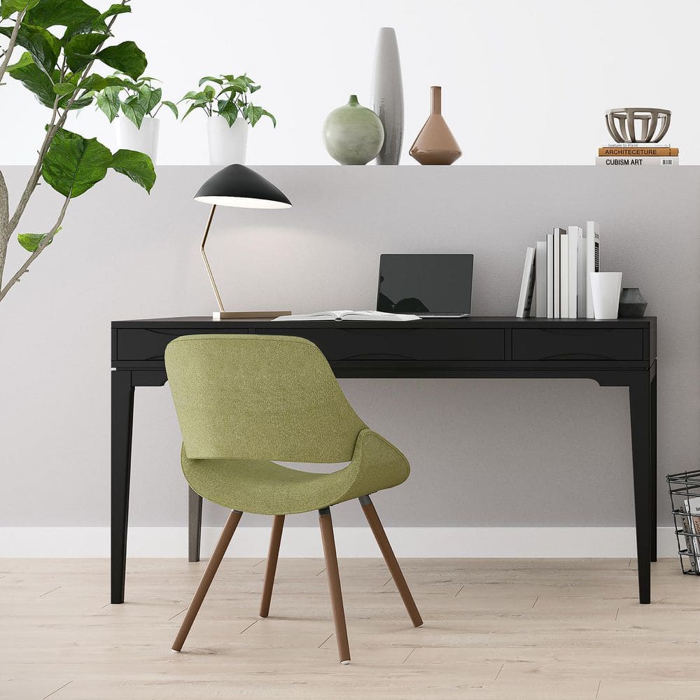 Harper Black Solid Wood Desk with Keyboard Tray