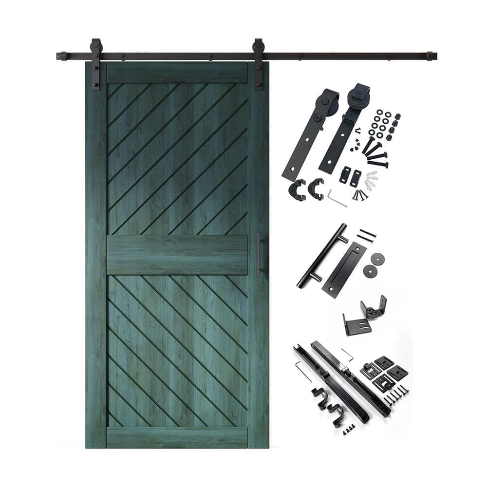 XT3 32 in. x 84 in. C-Panel Royal Pine Slanted Stripe Design Solid Pine Wood Sliding Barn Door with Hardware Kit price history on PriceWatchPro
