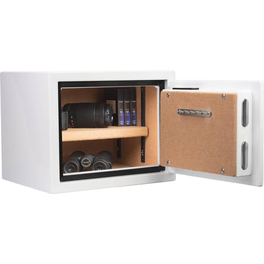 Compact White Steel Biometric Fireproof Safe with Backup Key