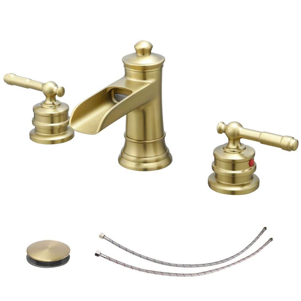 8 in. Widespread Double Handle Bathroom Faucet with Pop Up Drain in Brushed Gold price history on PriceWatchPro