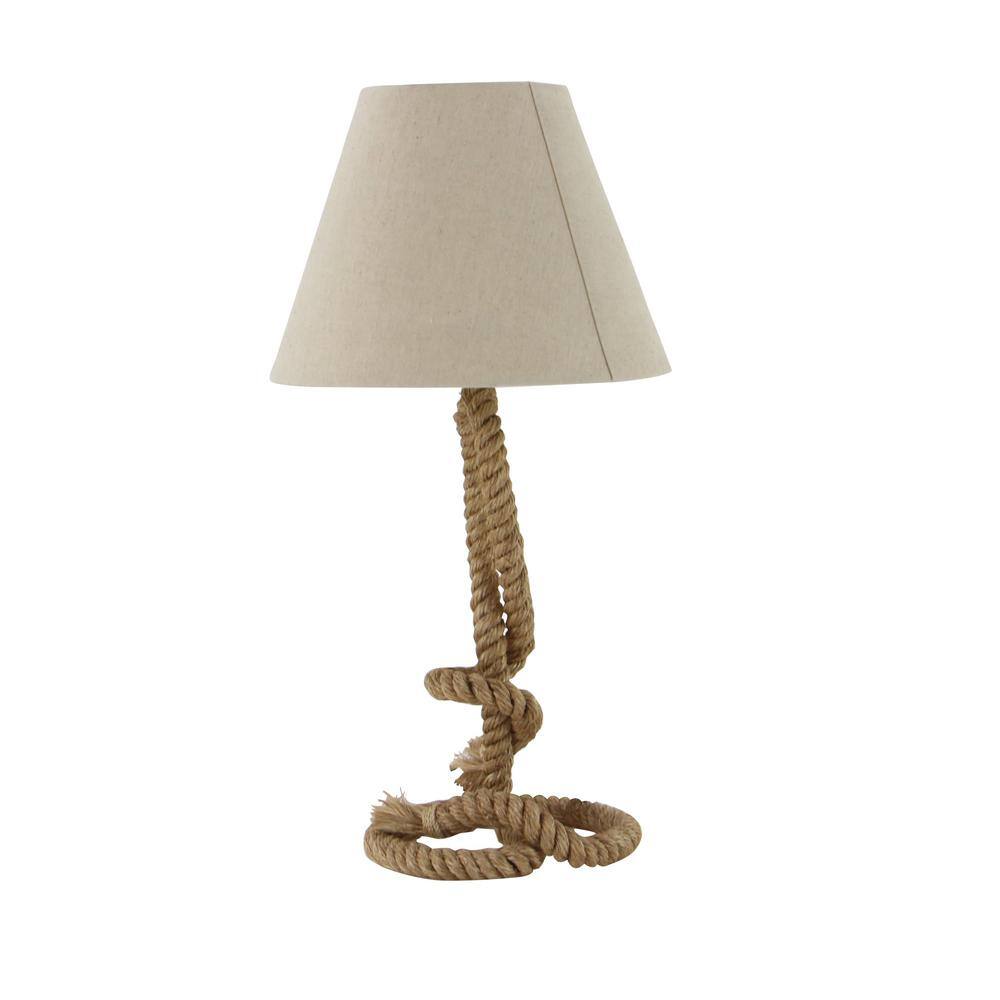 26" Rustic Jute Rope Table Lamp with White Shade