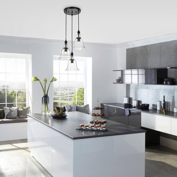 Edvivi 3 Light Antique Black Kitchen Island Pendant With Clear Glass Shade Epz113bk The Home Depot Edvivi 3 Light Antique Black Kitchen, Antique Black Kitchen Island
