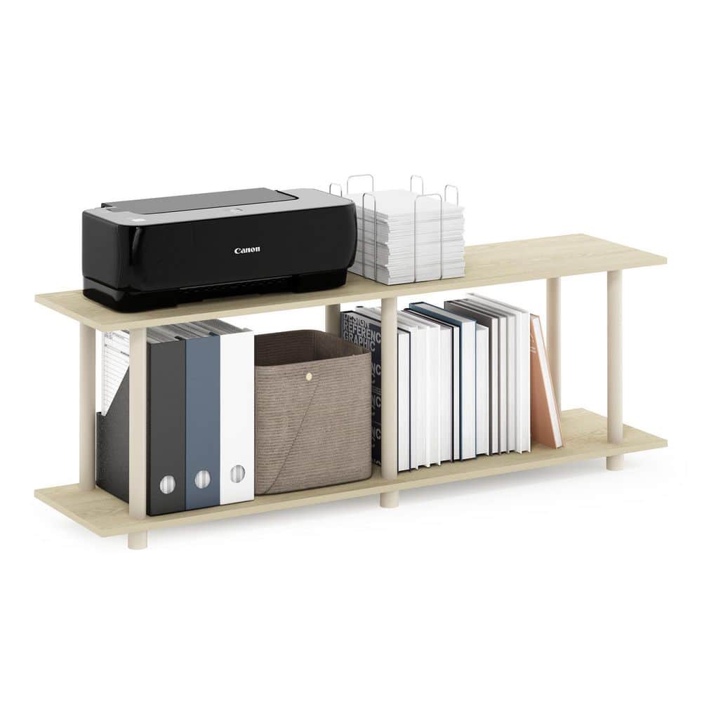 Bauhaus Oak and Beige Modern Rectangle Coffee Table with Lower Shelf