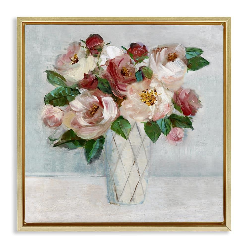 Romantic Pink and Red Bouquet by Sally Swatland Gold Floater Frame Nature Graphic Art Print 18 in. x 18 in. price history on PriceWatchPro