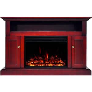 Kingsford 47.5 in. Freestanding Electric Fireplace TV Stand in Cherry with Deep Log Display