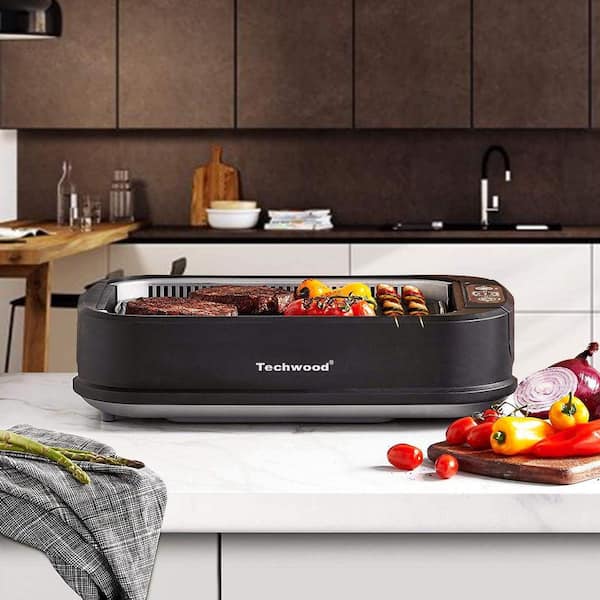 Techwood 1500W Smokeless Electric Grill with Non-Stick Grill Plates,In