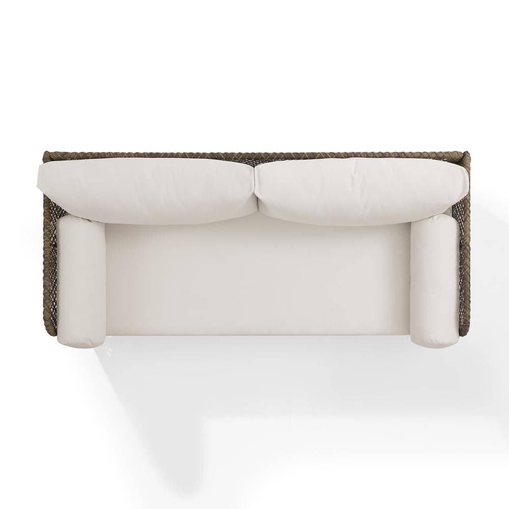 Granite Bay White Wicker Three-Seat Outdoor Sofa