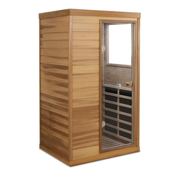 Red Cedar Mini One-Person Far Infrared Indoor Sauna with LCD Touch Control, Bluetooth Audio, and Adjustable Temperature