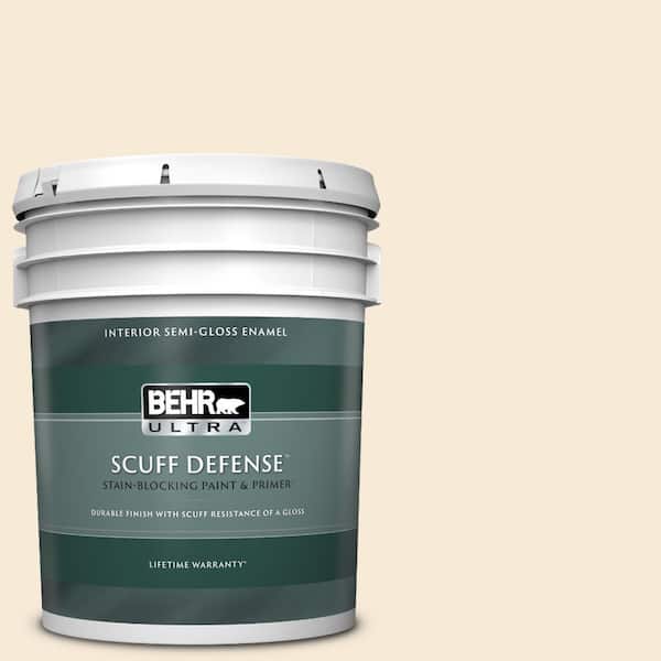 BEHR ULTRA 5 gal. #13 Cottage White Extra Durable Semi-Gloss Enamel Interior Paint & Primer