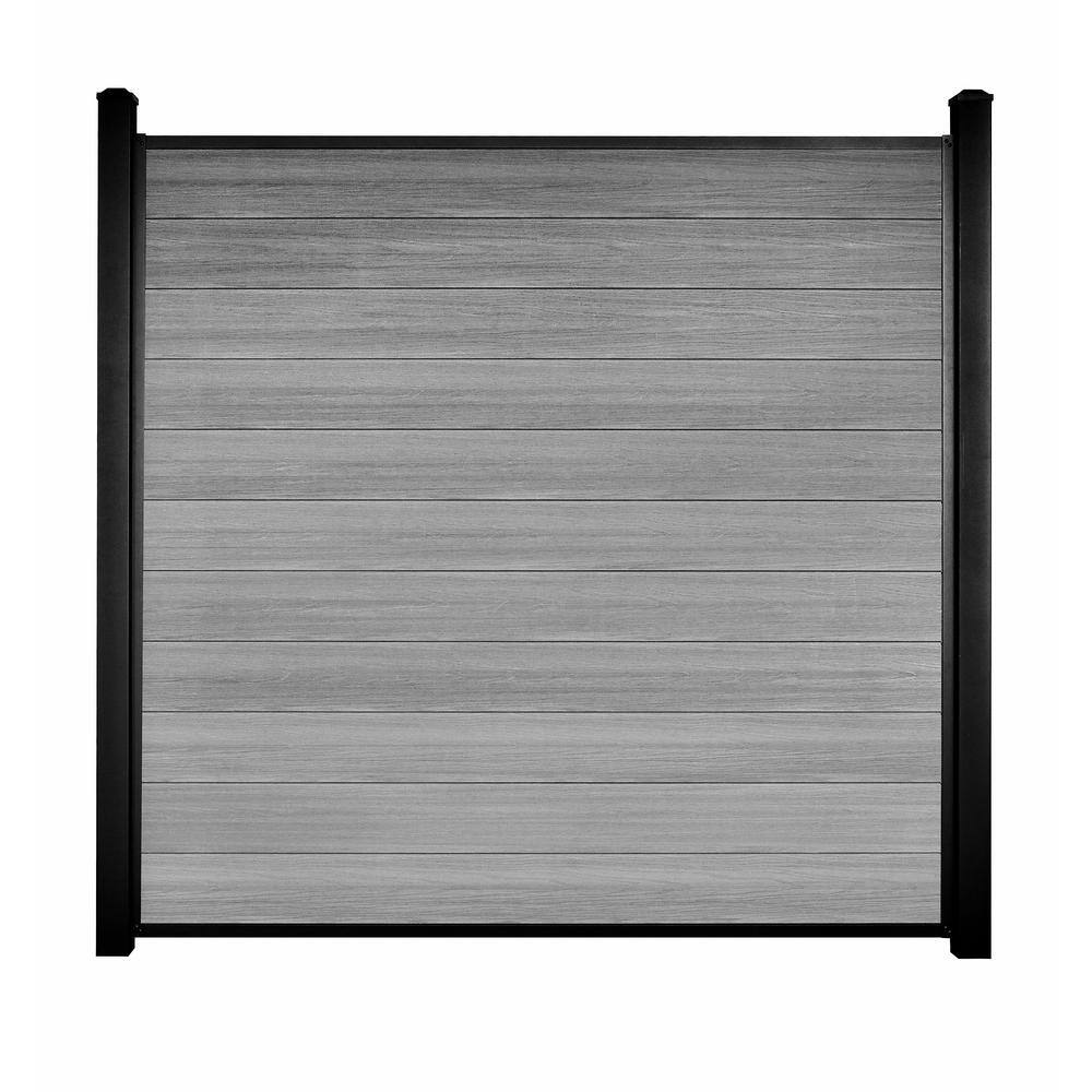 Slipfence Composite, 6 ft. H x 6 ft. W x 1 in. Thick Ash - Light Grey ...