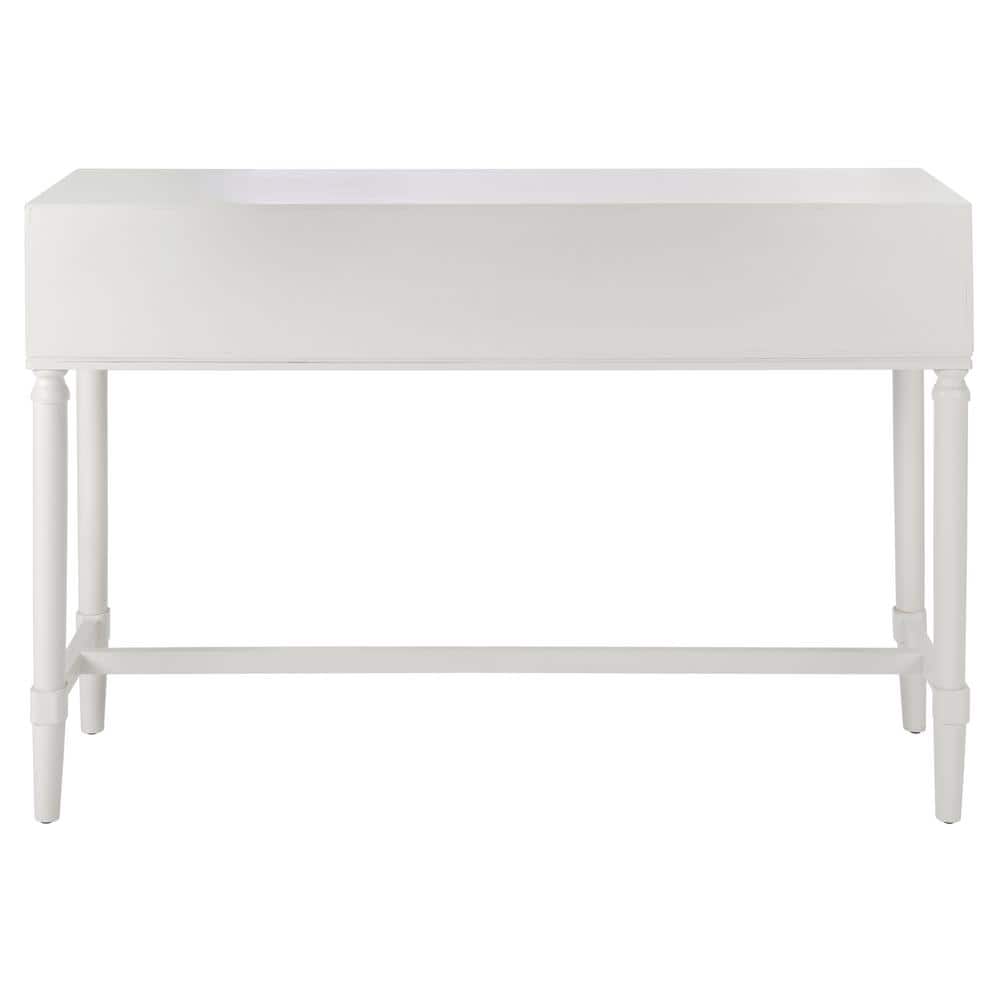 White Wood and Metal Hallway Table with Storage
