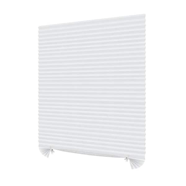 White Cordless No-Drill Cut-to-Size Fabric Light Filtering Pleated Shades for Windows - 24 in. W x 71 in. L