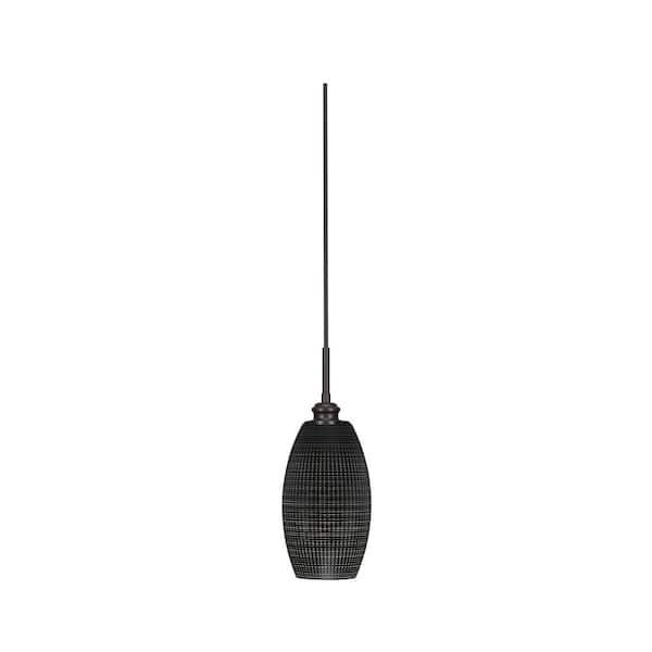 Unbranded Albany 60-Watt 1-Light Espresso Pendant Mini Pendant Light Black Matrix Glass and Light Bulb Not Included