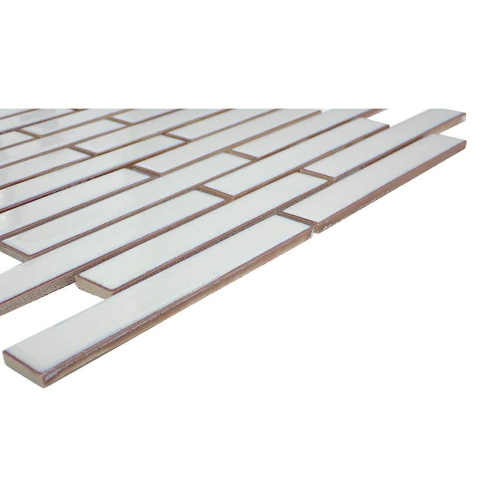 Glossy White Porcelain Herringbone Mosaic Tile