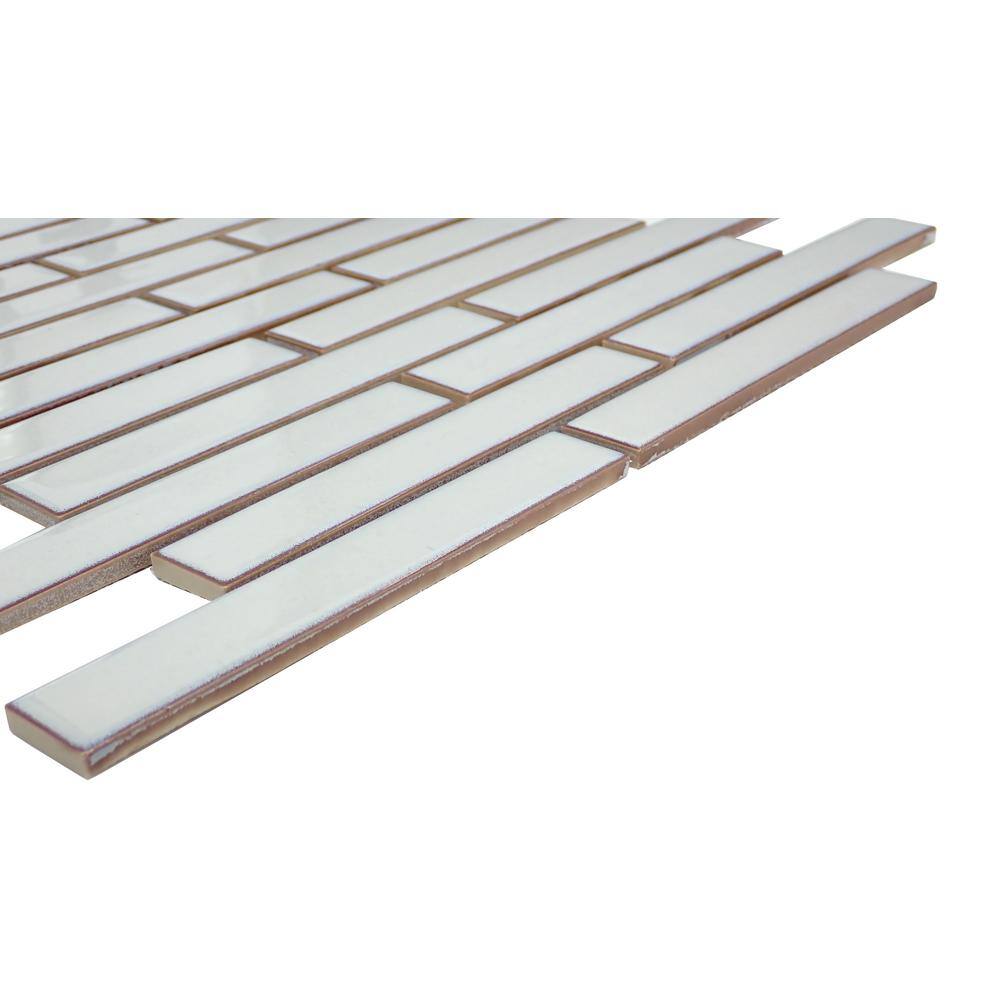 Glossy White Porcelain Herringbone Mosaic Tile