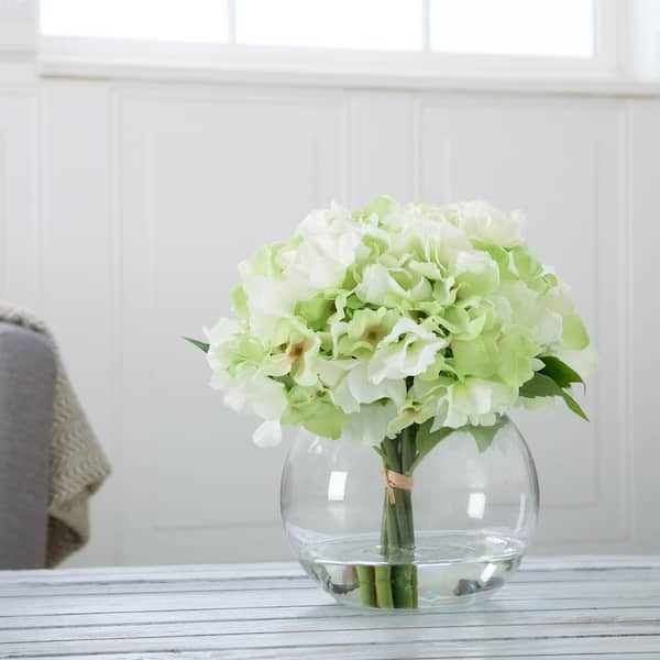 Pure Garden 9 In. Artificial Hydrangea Floral Green Arrangement M150047 