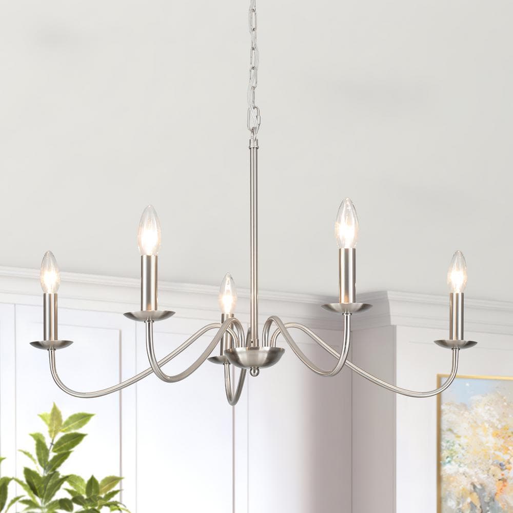 5-Light Nickel Modern Candlestick Hanging Linear Chandelier Lighting for Kitchen Island price history on PriceWatchPro