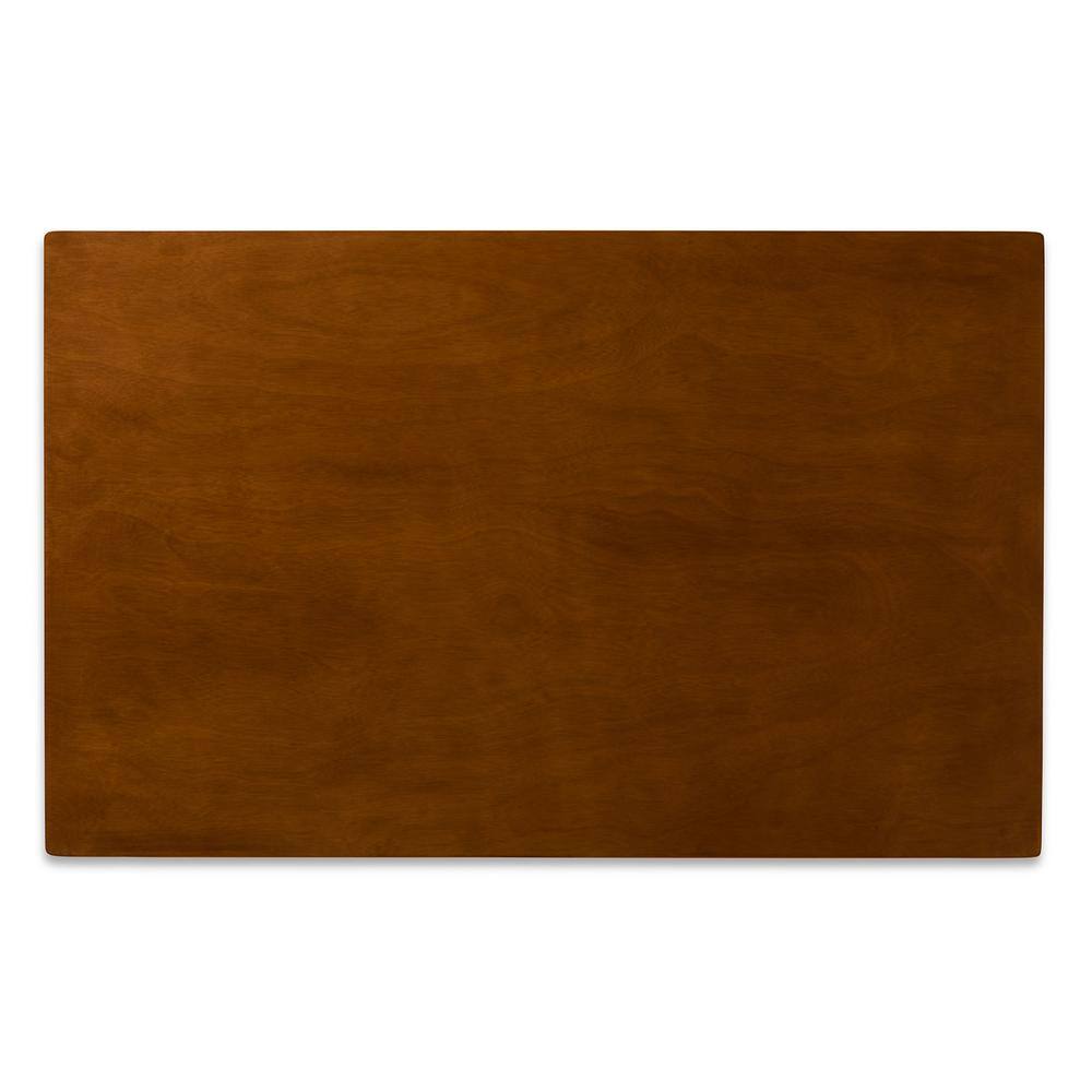 Katya Walnut Brown and Sand Fabric Mid-Century Modern 5-Piece Dining Set